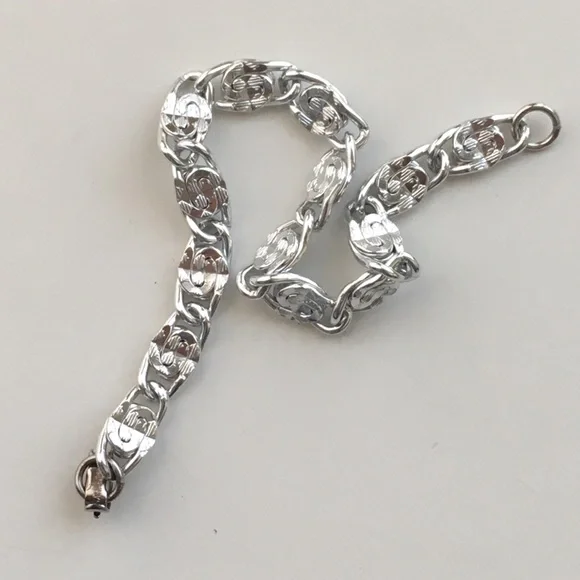 Classic Silver Etched S Link Bracelet - Picture 2 of 5